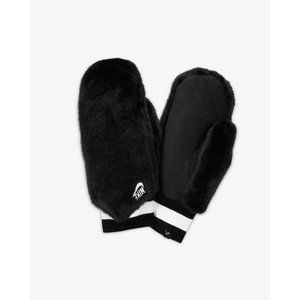 Nike Warm Soft Faux Fur Women’s Mittens Size M/L Black White N.100.2626.091